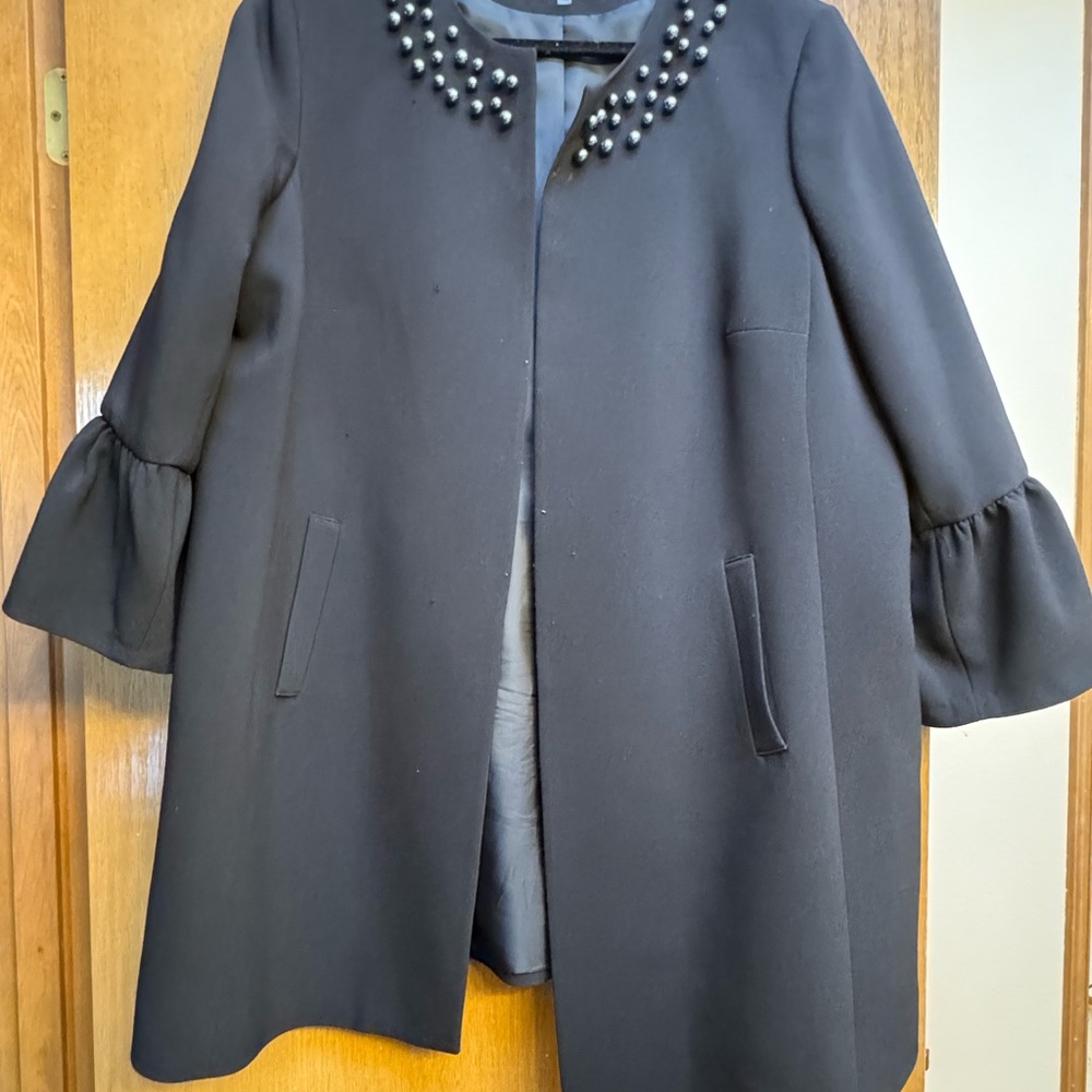 Nine West Black Cape with Beaded Neckline